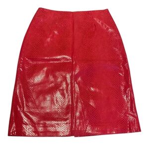 Vintage Wilsons Pelle Studio Red Leather High Waist Pencil Skirt Sz 10 Snakeskin